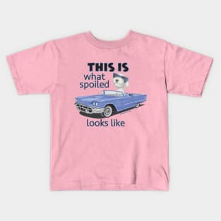 Classic Blue car driven by a labradoodle Kids T-Shirt